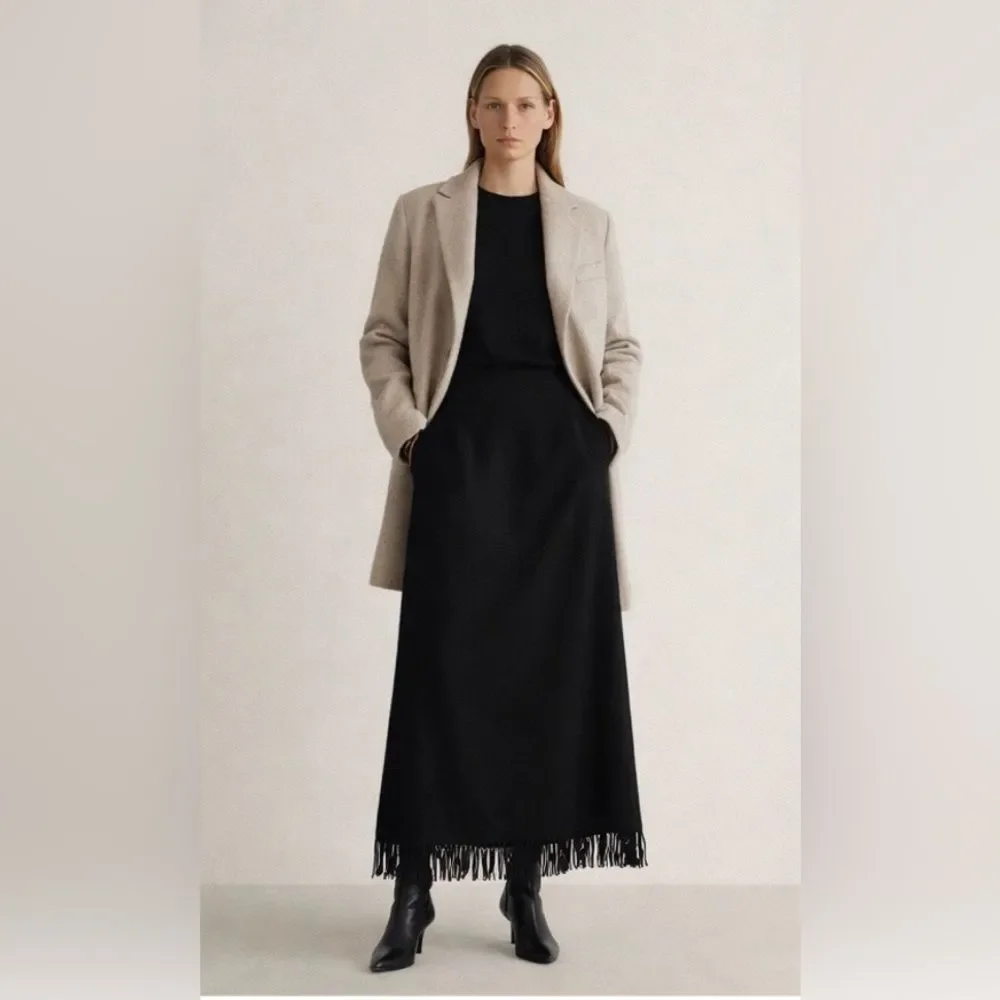 Pendleton Vintage Virgin wool maxi skirt with fringe
